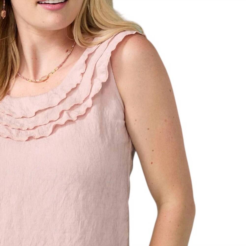 NEW COCO + CARMEN greer ruffle neck tank in pink - Picture 2 of 2
